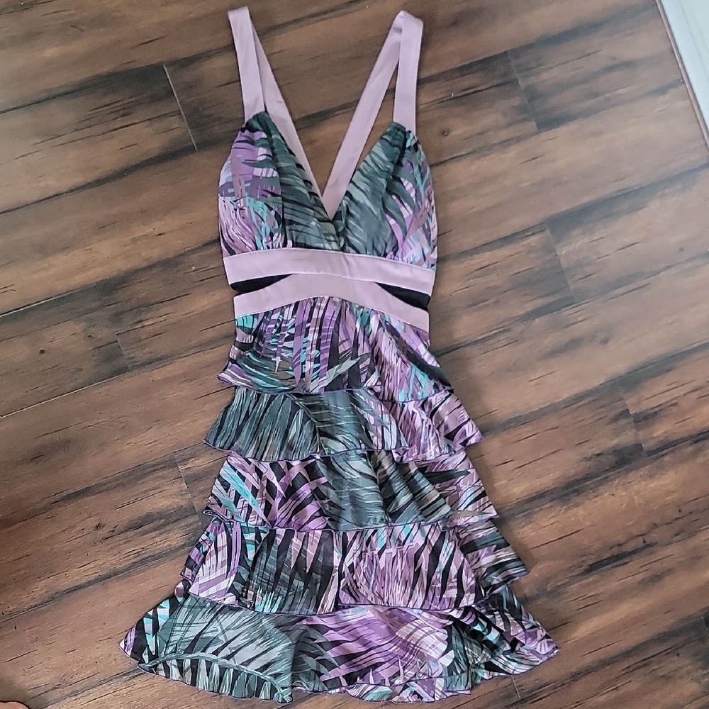 Y2K Early 2000 XOXO Purple and Black Ruffled Mini Dress